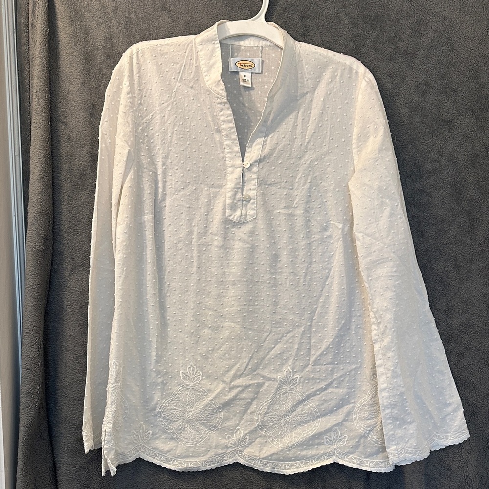 Talbots White Textured Women's Shirt Size 8